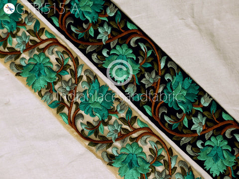 9 Yard Sea Green 6cm Indian Decorative Embroidery Fabric Trim Doll Making Crafting Sewing Saree Indian Sari Border Embroidered Ribbon