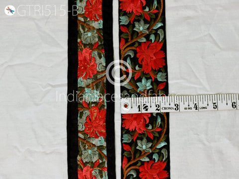 9 Yard Red 65mm Indian Decorative Embroidery Fabric Trim Stole Making Tapes Festival Crafting Sewing Saree Indian Border Embroidered Ribbons