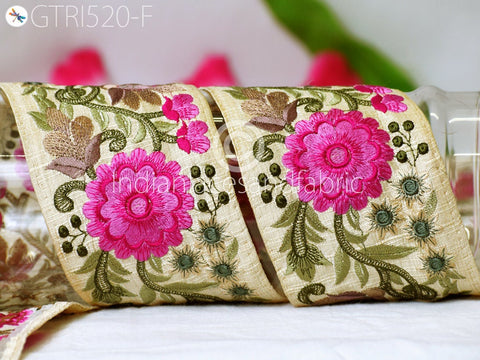 9 Yard Magenta 75mm Embroidery Tape Fashion Decorative Indian Sari Border Trim Table Runner Trimmings accessories Table Runner Ribbon