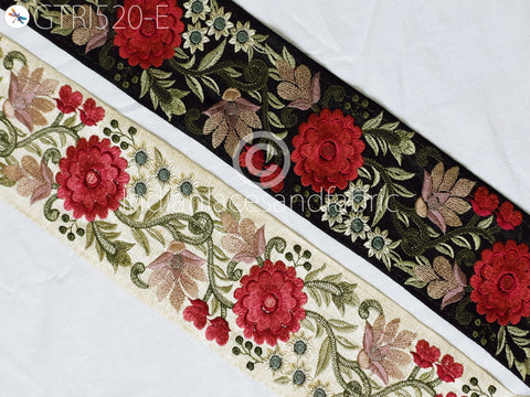 9 Yard Wholesale Maroon 8CM Saree Ribbon Embroidered Indian Trim Sari Border Decorative Costume Embellishment Lace Christmas Dress Trimmings