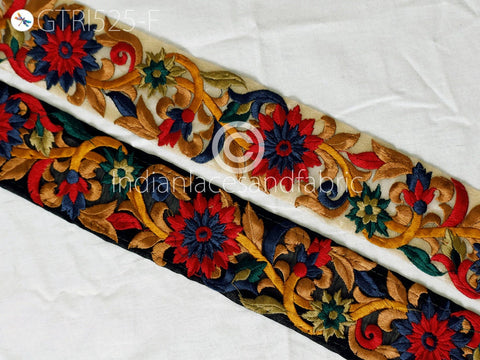 9 Yard Indian Red Embroidered Fabric 5 CM Trim Embellishment Crafting Saree Border Ribbon Sewing Doll Making Tapes Home Decor Trimmings