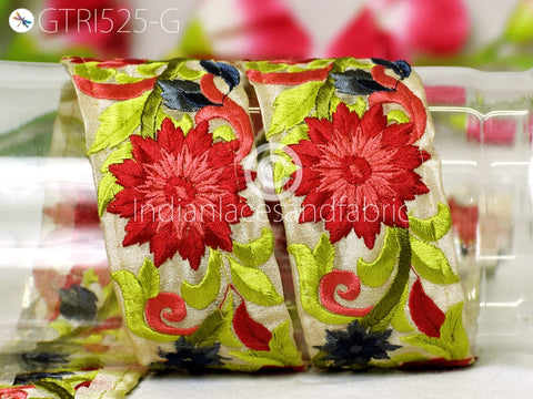 3 Yard Red Indian Trim Sari Border Crafting Ribbon Sewing Fabric Embroidered Decorative Costumes Cushions Curtains Home Decor Trimmings 5cm