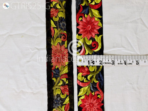 3 Yard Red Indian Trim Sari Border Crafting Ribbon Sewing Fabric Embroidered Decorative Costumes Cushions Curtains Home Decor Trimmings 5cm