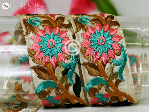 9 Yard Indian Green 5cm Embroidery Sari Border Dress Tape Handmade Crafting Ribbon Sewing Embroidered Trim Cushion Cover Home Décor Trimming