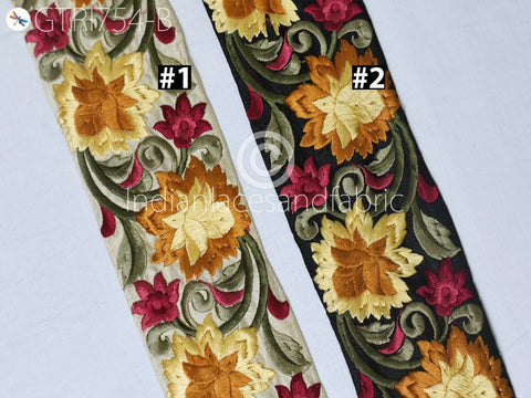 9 Yard Yellow Embroidery 75 mm Ribbon DIY Crafting Sewing Saree Indian Bridal Sari Border Home Decor Beach Bag Decor Embroidered Fabric Trim