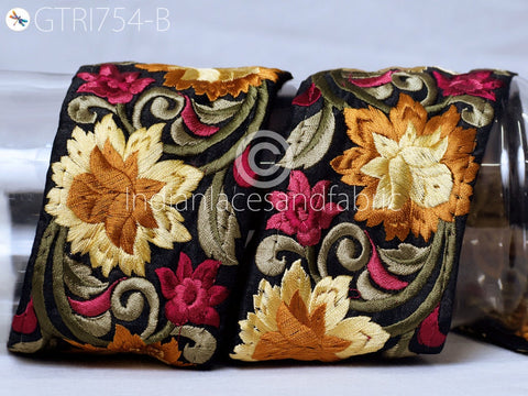 9 Yard Yellow Embroidery 75 mm Ribbon DIY Crafting Sewing Saree Indian Bridal Sari Border Home Decor Beach Bag Decor Embroidered Fabric Trim