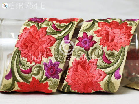 9 Yard Peach 75MM Decorative DIY Crafting Sewing Saree Embroidered Fabric Trim Indian Sari Border Home Decor Beach Bags Embroidery Ribbon