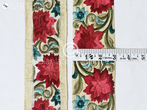 9 Yard Peach 75MM Decorative DIY Crafting Sewing Saree Embroidered Fabric Trim Indian Sari Border Home Decor Beach Bags Embroidery Ribbon