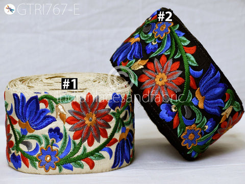 3 Yard Embroidered Fabric 8 CM Trim Indian Sari Border DIY Crafting Saree Sewing Ribbon Decorative Embellishments Beach Bag Cushion Trimming