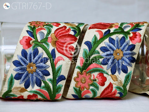 3 Yard Embroidered Fabric 8 CM Trim Indian Sari Border DIY Crafting Saree Sewing Ribbon Decorative Embellishments Beach Bag Cushion Trimming