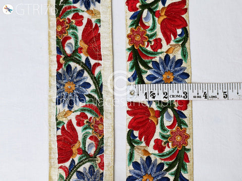 3 Yard Indian Embroidered Fabric 8 Cm Trim Sari Border DIY Crafting Saree Sewing Decorative Embellishments Beach Bag Cushion Trimming Ribbon