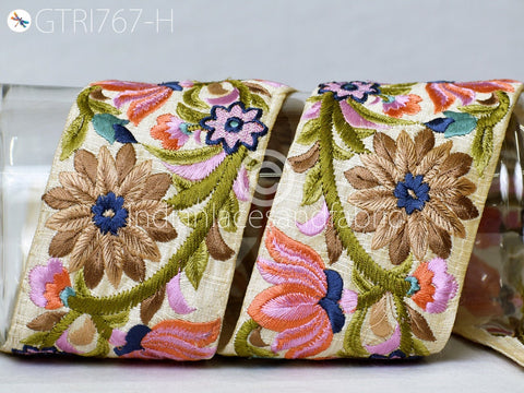 3 Yard Pink Indian Embroidered Fabric 8 CM Trim Sari Border DIY Crafting Saree Sewing Trimmings Embellishments Beach Bag Cushions Ribbons