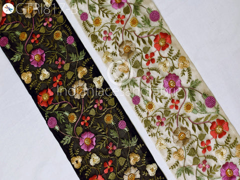 9 Yard Embroidery Fabric Trims Indian Laces Sari Border Embroidered Ribbon Decorative Sewing Craft Saree Dresses Trimmings Home Decor Trim