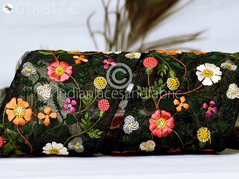 9 Yard Embroidered 11 CM Trims Indian Embroidery Laces Sari Border Decorative Sewing Fabric Craft Saree Dresses Trimmings Home Decor Trim