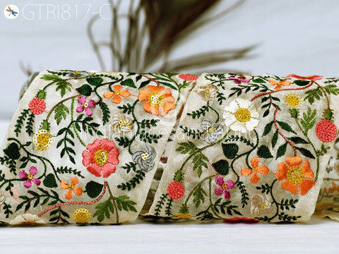 9 Yard Embroidered 11 CM Trims Indian Embroidery Laces Sari Border Decorative Sewing Fabric Craft Saree Dresses Trimmings Home Decor Trim