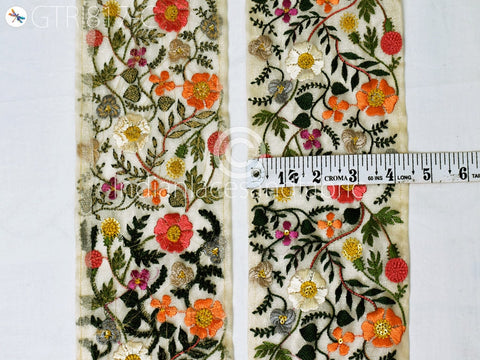 9 Yard Embroidered 11 CM Trims Indian Embroidery Laces Sari Border Decorative Sewing Fabric Craft Saree Dresses Trimmings Home Decor Trim