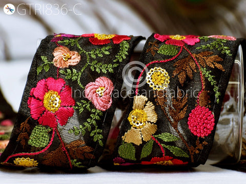 9 Yard Indian 5cm Embroidered Fabric Trim Embroidery DIY Crafting Sari Border Wedding Dress Saree Sewing Embellishment Ribbon Cushions Trim