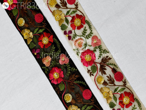 9 Yard Indian 5cm Embroidered Fabric Trim Embroidery DIY Crafting Sari Border Wedding Dress Saree Sewing Embellishment Ribbon Cushions Trim