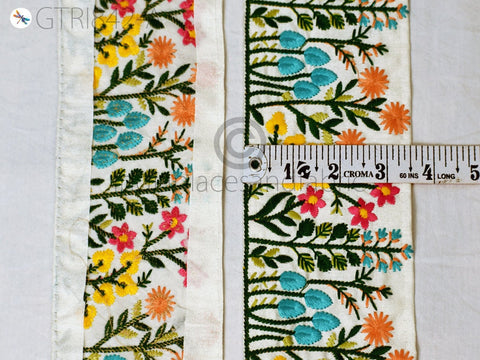 9 Yard Floral Embroidered Fabric Trim Indian DIY Crafting Laces Sari Border Saree Ribbon Sewing Curtain Home Decor Supply Embellishment Lace