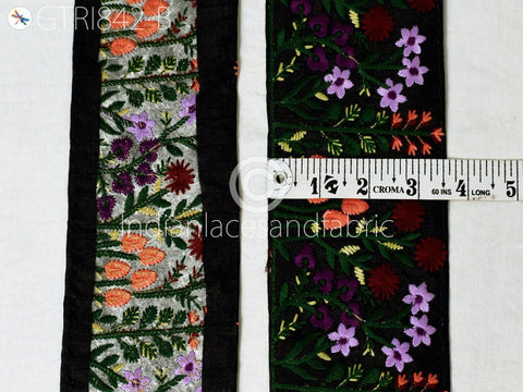 Floral Embroidered 9cm Fabric Trim By The Yard Indian DIY Crafting Laces Sari Border Saree Ribbon Beach Bags Headband Summer Dress Embellish