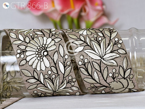 9 Yard Floral Embroidered Trim Sari Border DIY Crafting Fabric Indian Decoration Saree Sewing Decorative Beach Bags Trimmings Home Decor
