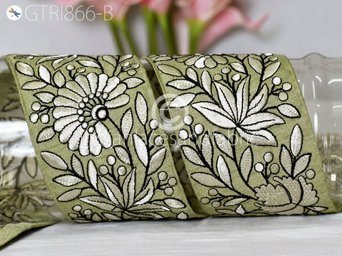 9 Yard Floral Embroidered Trim Sari Border DIY Crafting Fabric Indian Decoration Saree Sewing Decorative Beach Bags Trimmings Home Decor