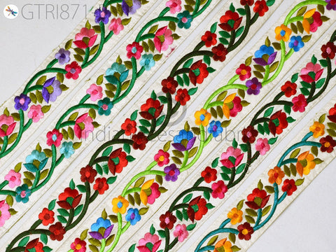 9 Yard Embroidered Fabric 4 Cm Trim Gift Wrapping Ribbon Embellishment Sewing DIY Crafting Indian Sari Border Embroidery Cushions Lace
