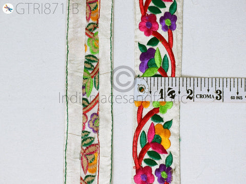 9 Yard Embroidered Fabric 4 Cm Trim Gift Wrapping Ribbon Embellishment Sewing DIY Crafting Indian Sari Border Embroidery Cushions Lace