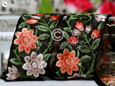 9 Yard Peach 6cm Embroidered Fabric Trim Floral Indian Sari Border Crafting Saree Sewing Decorative Beach Bag Cushion Covers Trimming Ribbon