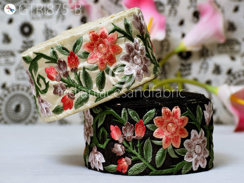 9 Yard Peach 6cm Embroidered Fabric Trim Floral Indian Sari Border Crafting Saree Sewing Decorative Beach Bag Cushion Covers Trimming Ribbon