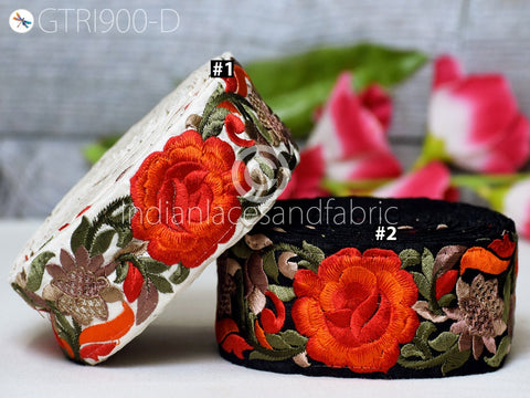 9 Yard Orange Indian Sari 5 CM Border Crafting Ribbon Sewing Fabric Embroidered Decorative Costume Trim Cushion Curtain Home Decor Trimming