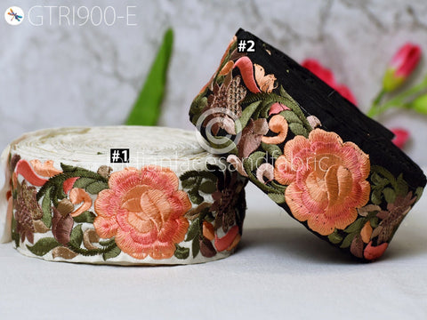 9 Yard Peach 5cm Indian Sari Border Crafting Ribbon Sewing Fabric Embroidered Dress Decorative Costume Trim Cushion Curtain Home Decor Trim