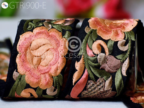 9 Yard Peach 5cm Indian Sari Border Crafting Ribbon Sewing Fabric Embroidered Dress Decorative Costume Trim Cushion Curtain Home Decor Trim