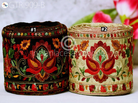 9 Yard Embroidered 10cm Fabric Trim Indian Sari Border Saree Laces Sewing DIY Crafting Decorative Ribbons Trimmings Cushions Beach Bags Hats