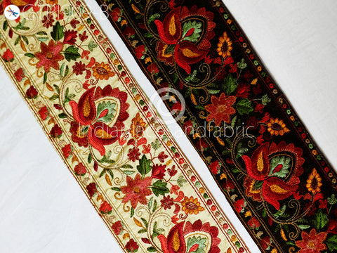 9 Yard Embroidered 10cm Fabric Trim Indian Sari Border Saree Laces Sewing DIY Crafting Decorative Ribbons Trimmings Cushions Beach Bags Hats