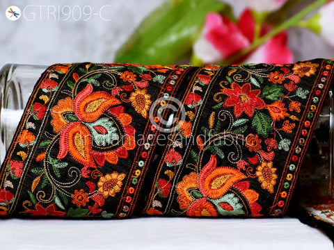 9 Yard Embroidered 10cm Fabric Trim Indian Sari Border Saree Laces Sewing DIY Crafting Decorative Ribbons Trimmings Cushions Beach Bags Hats