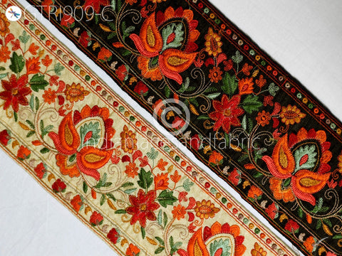 9 Yard Embroidered 10cm Fabric Trim Indian Sari Border Saree Laces Sewing DIY Crafting Decorative Ribbons Trimmings Cushions Beach Bags Hats
