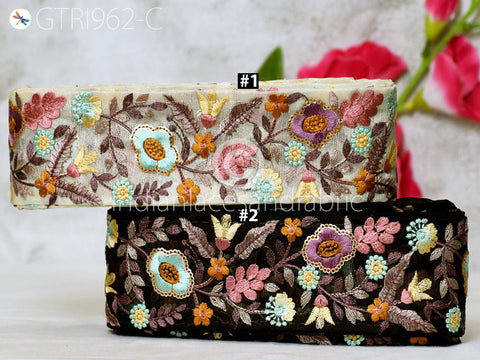 9 Yard Indian 6CM Embroidered Trim Drapery Embellishments Hats Bag Saree Trimming Decorative Ribbon Crafting Sewing Sari Borders Home Decor