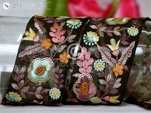 9 Yard Indian 6CM Embroidered Trim Drapery Embellishments Hats Bag Saree Trimming Decorative Ribbon Crafting Sewing Sari Borders Home Decor