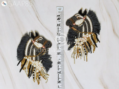 Beaded Patches Applique Animal Handcrafted Embroidered Decorative Handmade Patches 3.5 Inch Patches