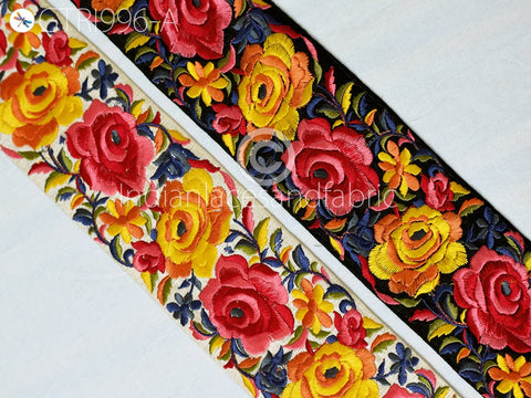 9 Yard Yellow 75mm DIY Crafting Indian Embroidered Decorative Fabric Trim Laces Sari Border Saree Ribbon Sewing Curtain Home Decor Accessory