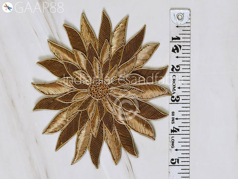 Flower Shaped Appliques in Rhinestone Silver Color are extremely beautiful applique Decorative Zari Patches 5 Inch Applique