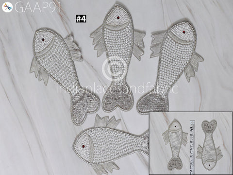 Fish Beaded Patches Appliques Dresses Embroidered Indian Decorative Handmade Appliques