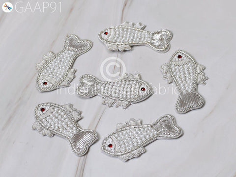 Beaded Patches Applique Fish Handcrafted Embroidered Decorative Handmade Patches