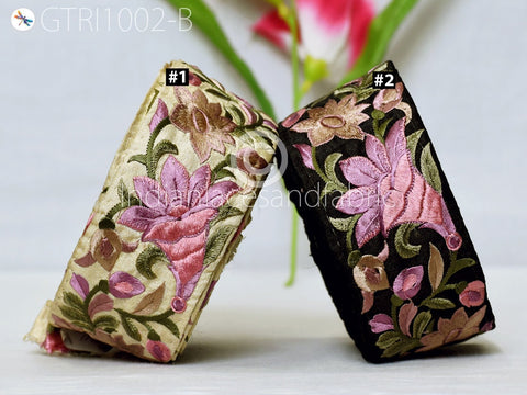 9 Yard Mauve 65MM Embroidered Ribbon Fabric Trim Decorative Embroidery Embellishments DIY Crafting Sewing Indian Sari Border Tapes Headbands