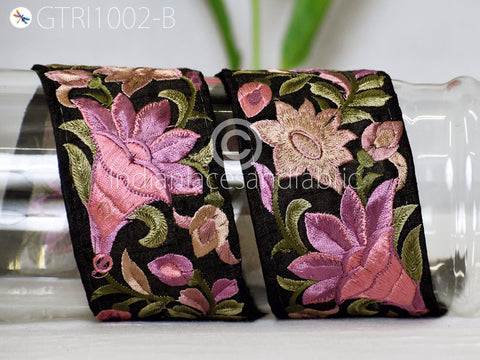 9 Yard Mauve 65MM Embroidered Ribbon Fabric Trim Decorative Embroidery Embellishments DIY Crafting Sewing Indian Sari Border Tapes Headbands