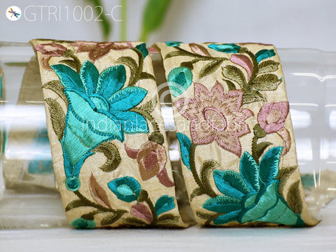 9 Yard Embroidered 65 mm Ribbon Fabric Trim Decorative Embroidery Embellishments DIY Crafting Sewing Indian Sari Border Tapes Headbands Bags