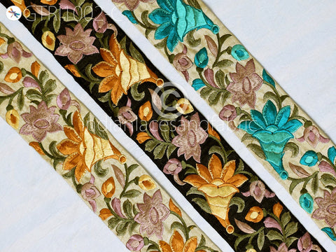 9 Yard Embroidered 65 mm Ribbon Fabric Trim Decorative Embroidery Embellishments DIY Crafting Sewing Indian Sari Border Tapes Headbands Bags
