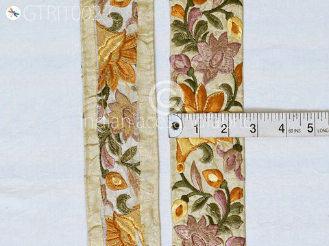 9 Yard Embroidered 65 mm Ribbon Fabric Trim Decorative Embroidery Embellishments DIY Crafting Sewing Indian Sari Border Tapes Headbands Bags