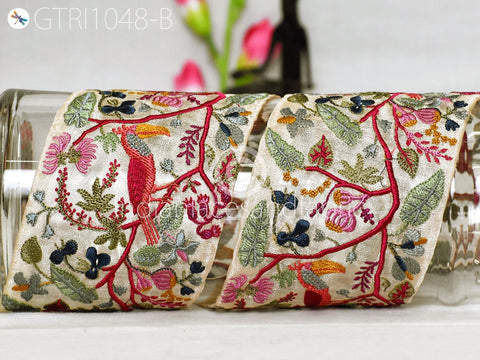 3 Yard Embroidered Fabric 9 CM Trims Dress Indian Embroidery Border Laces Ribbon Decorative Sewing Craft Saree Dresses Trimmings Home Decor